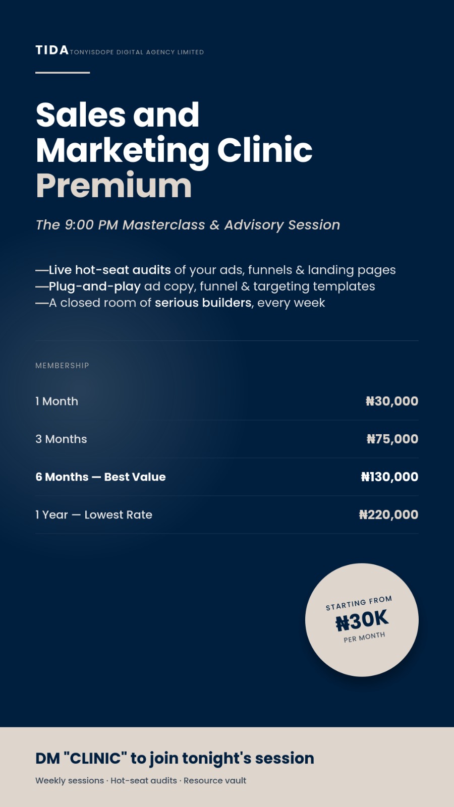 Sales and Marketing Clinic Premium Flyer